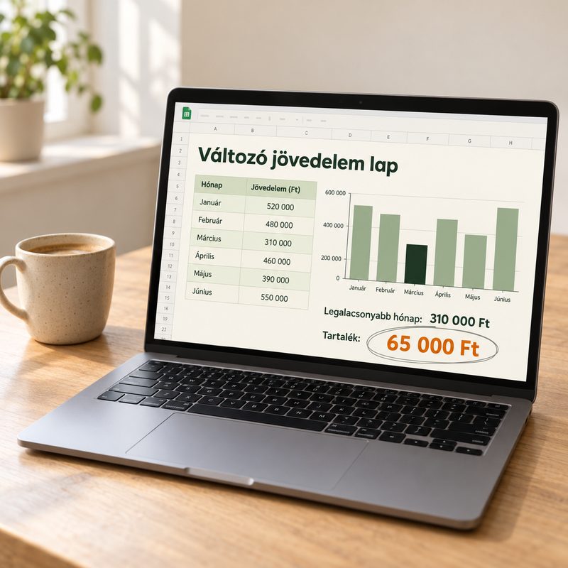 Változó jövedelem lap egy laptopon