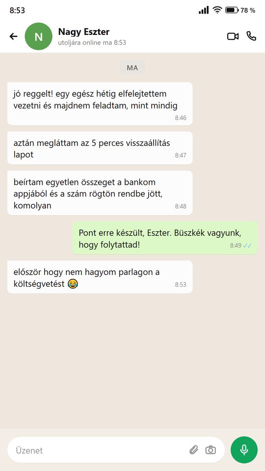Üzenet egy embertől, aki használja a tervezőt