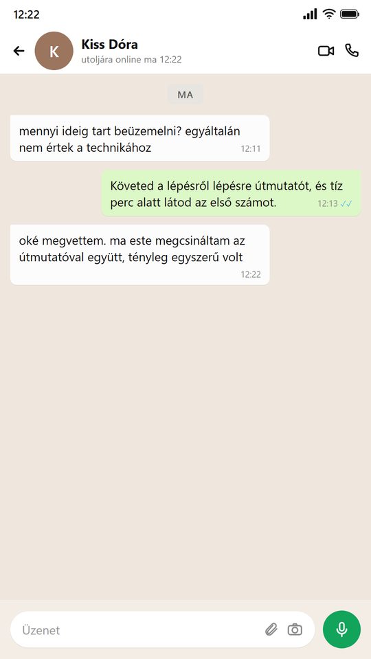 Üzenet egy embertől, aki használja a tervezőt