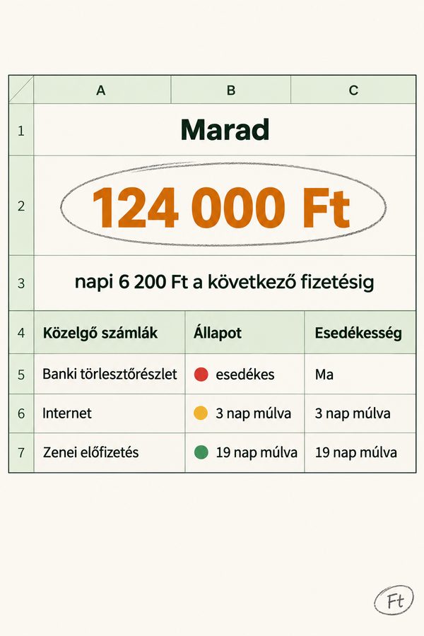 A tervező főoldala a «Marad 124 000 Ft» számmal